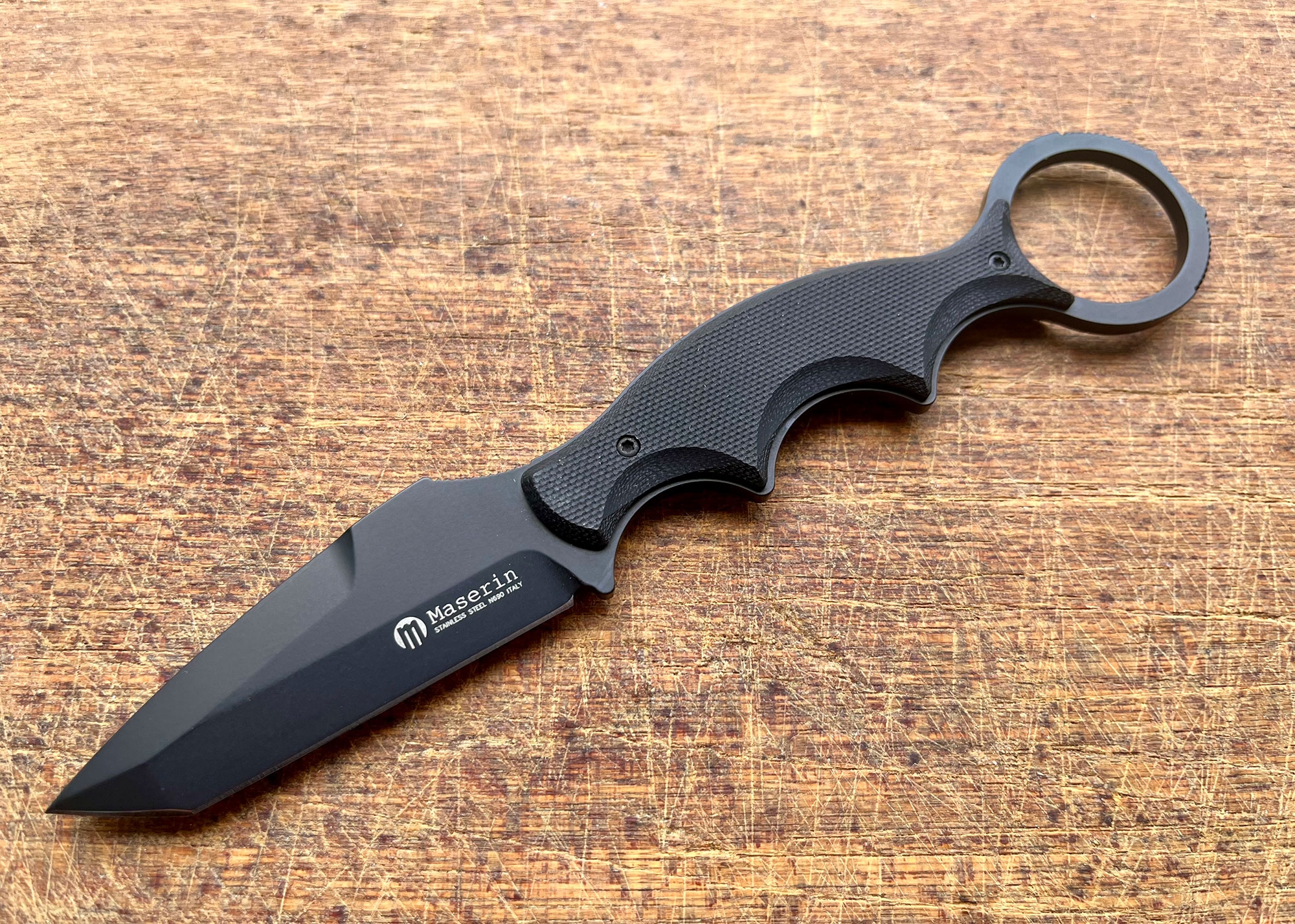 Maserin 921/T Neck Knife, Tanto, Black Blade