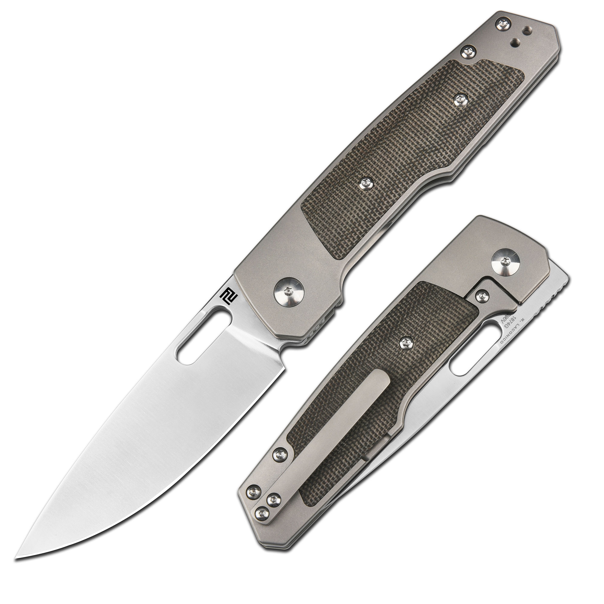 ARTC1874G-ODG Gambit, S90V, Titan/ Green Micarta