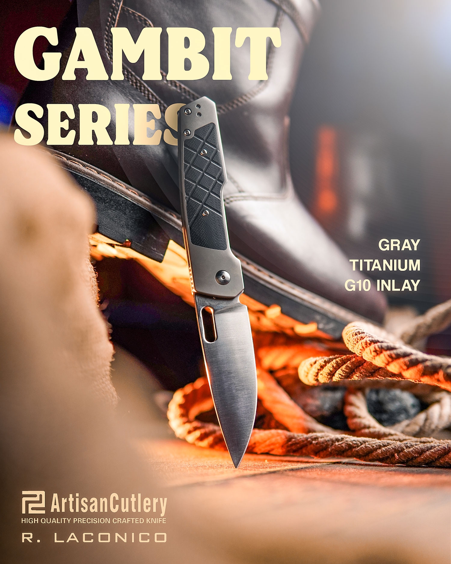 ARTC1874G-BK Gambit, S90V, Gray Titan/ Black G10