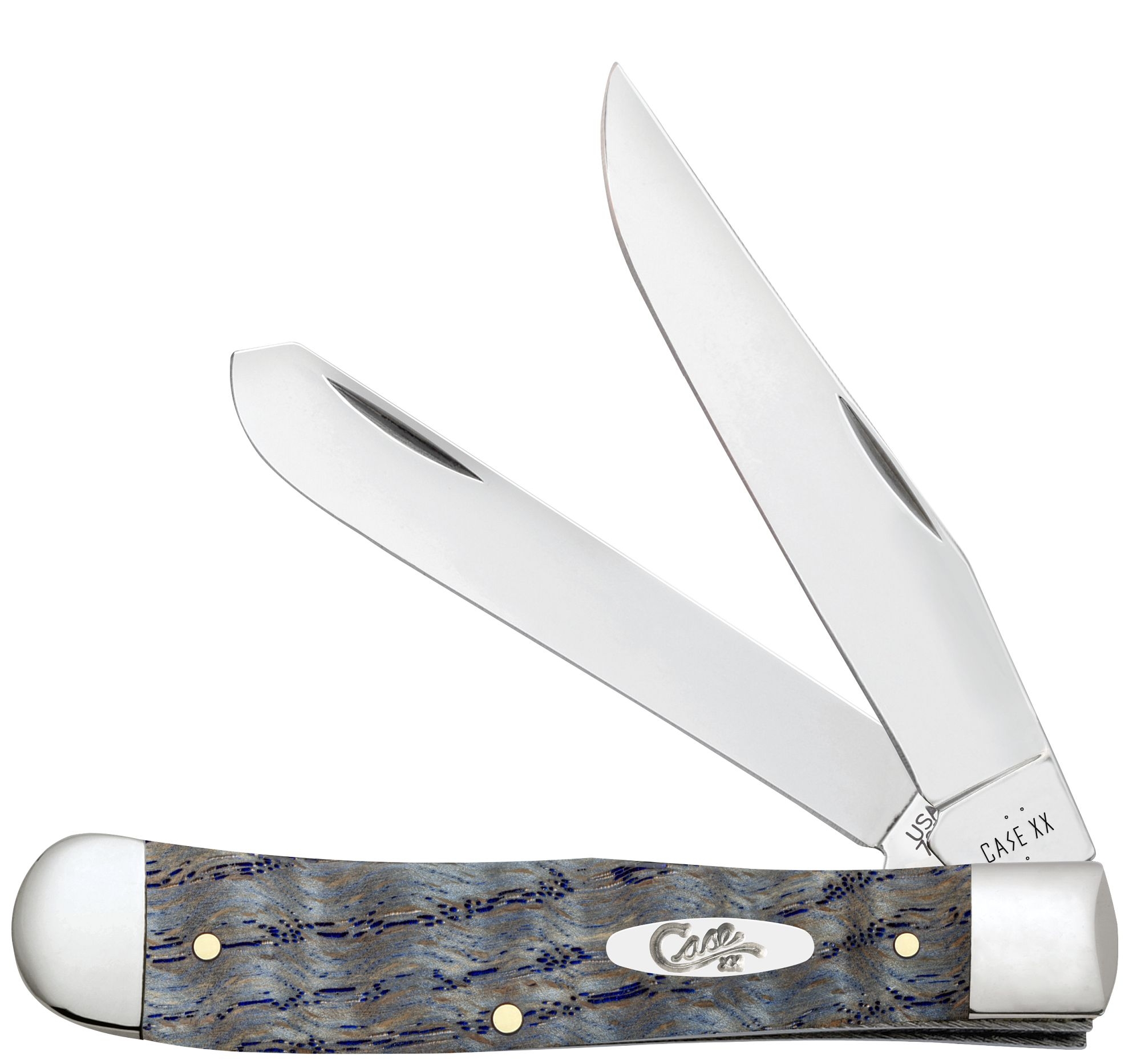 Case SS Blue Curly Oak Wood Smooth Trapper