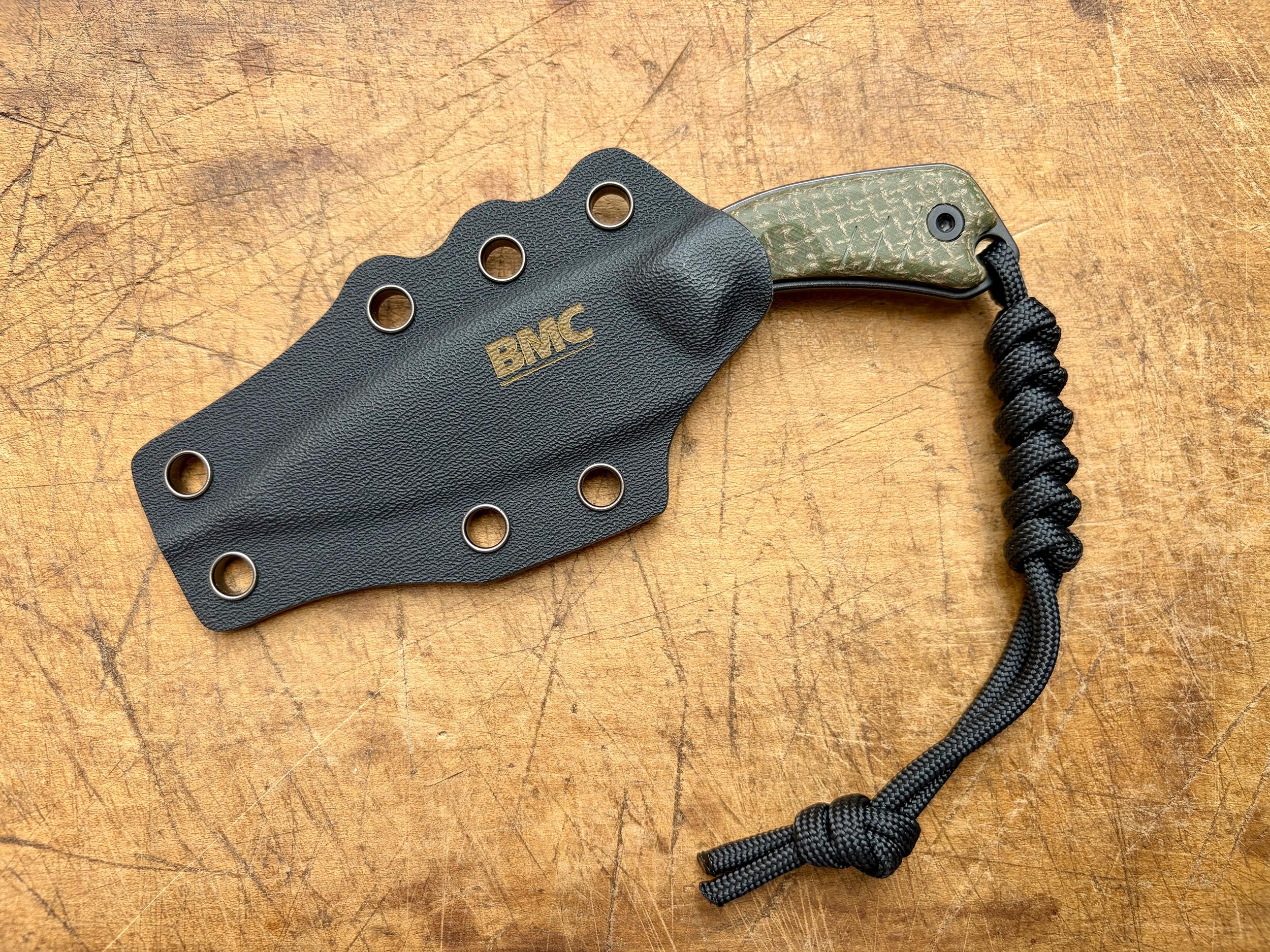 BMC M13 Imp Neck Knife, Green Micarta, Black PVD