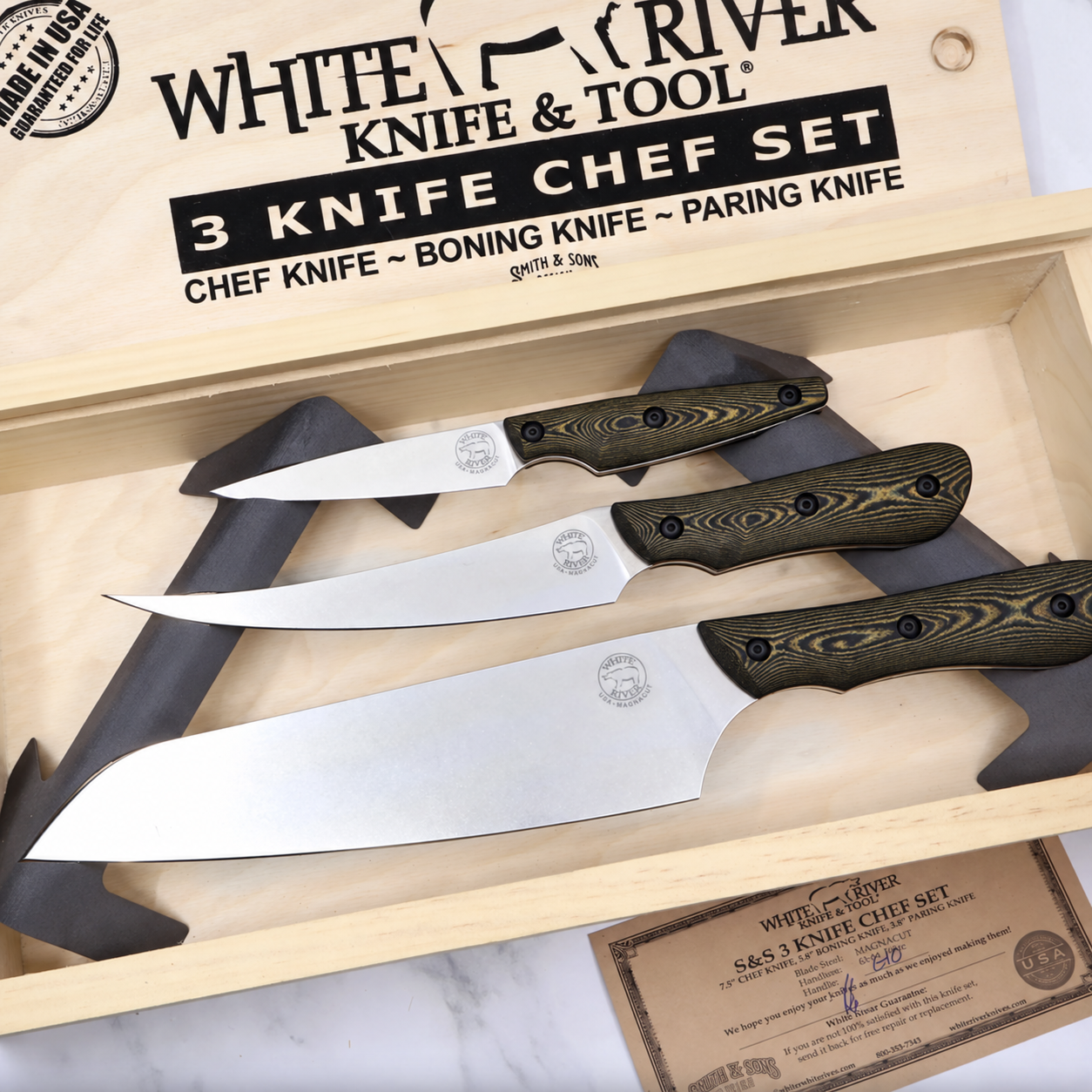 White River Smith & Sons 3 Knife Chef Set Richlite