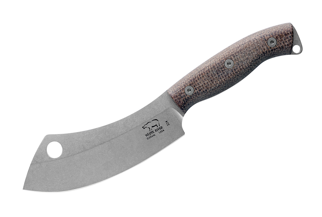 White River Camp Cleaver, Natural Burlap Micarta