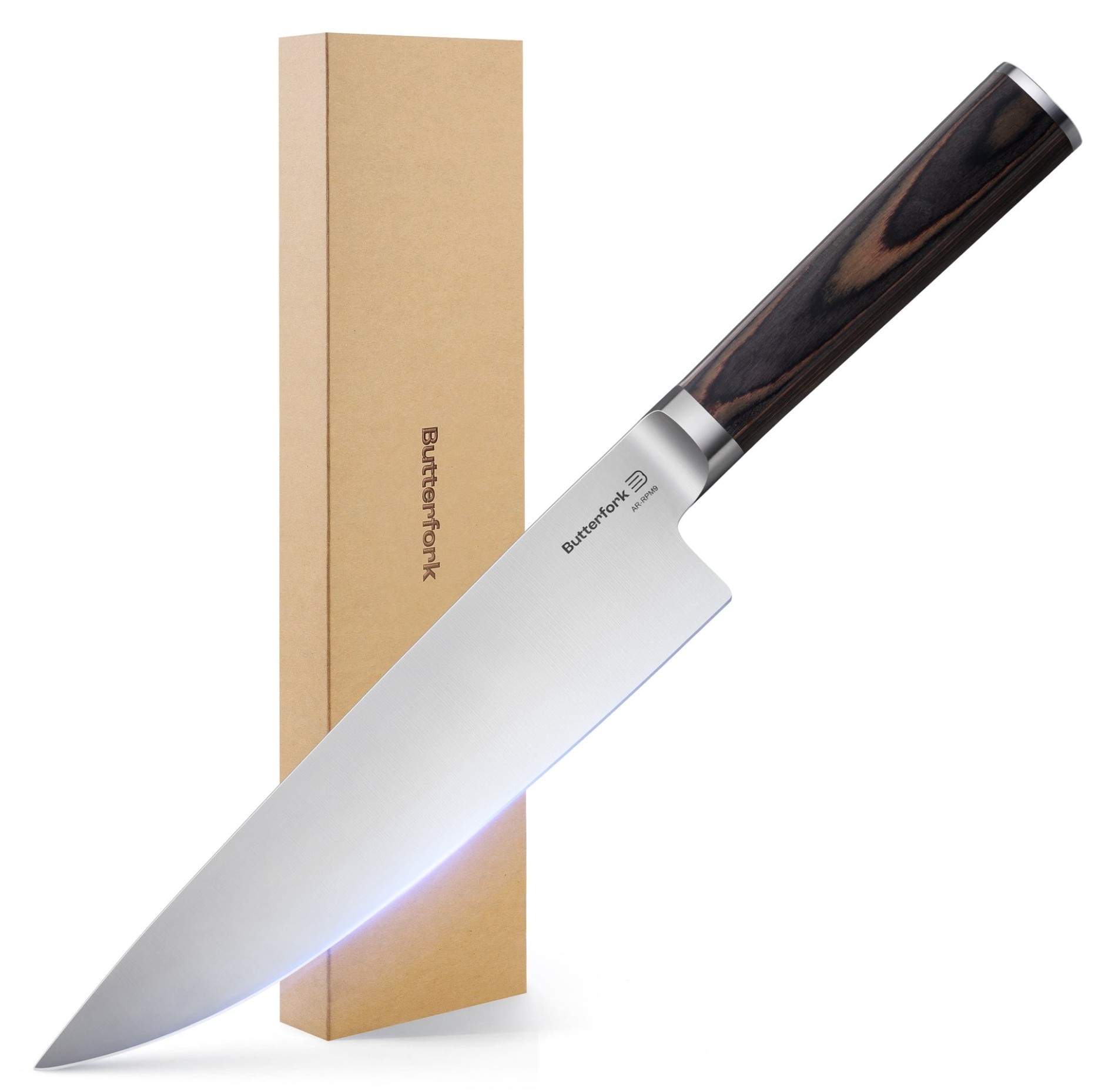 Butterfork BF02-CK-CW Chef's Black Brown Pakkawood
