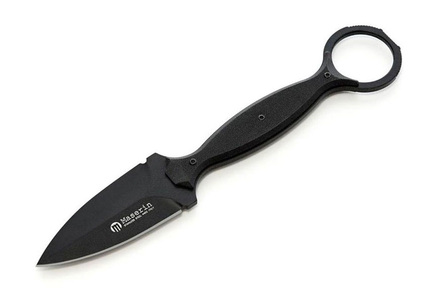 Maserin 922/T Neck Knife, Spear Point, Black Blade