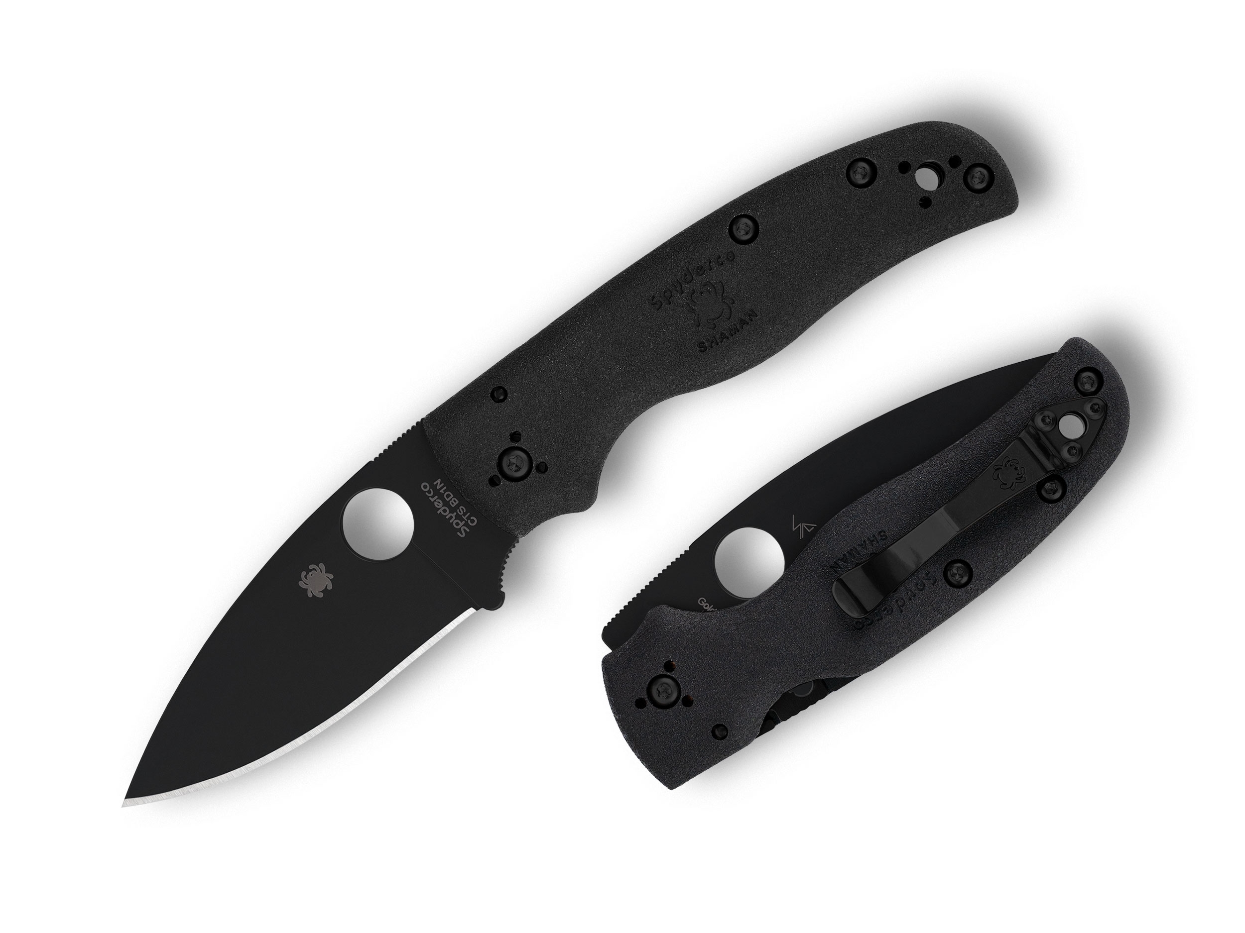 Spyderco C229PBBK Shaman, Black FRN, Black Blade