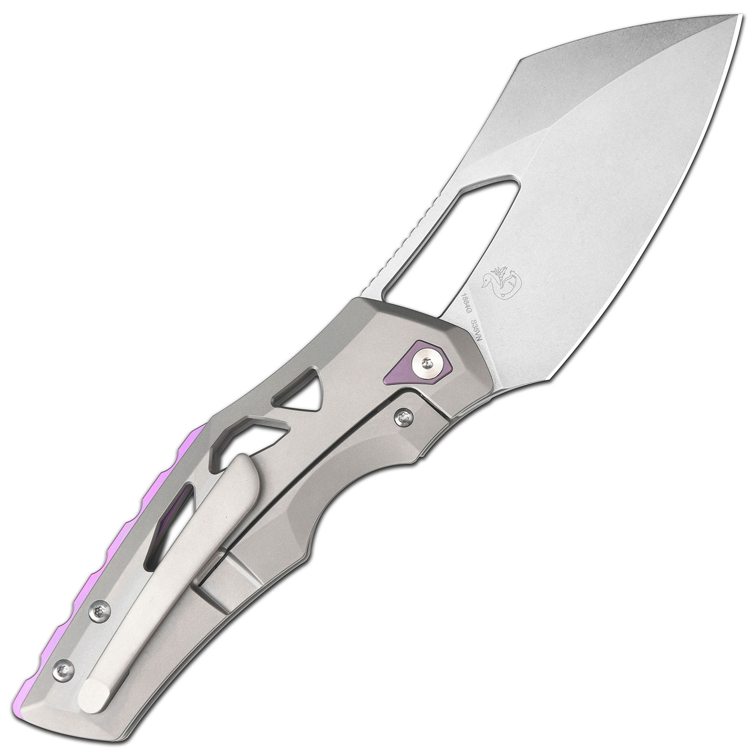 ARTC1884G-PU Tortoise, S35VN, Gray Titan + Purple