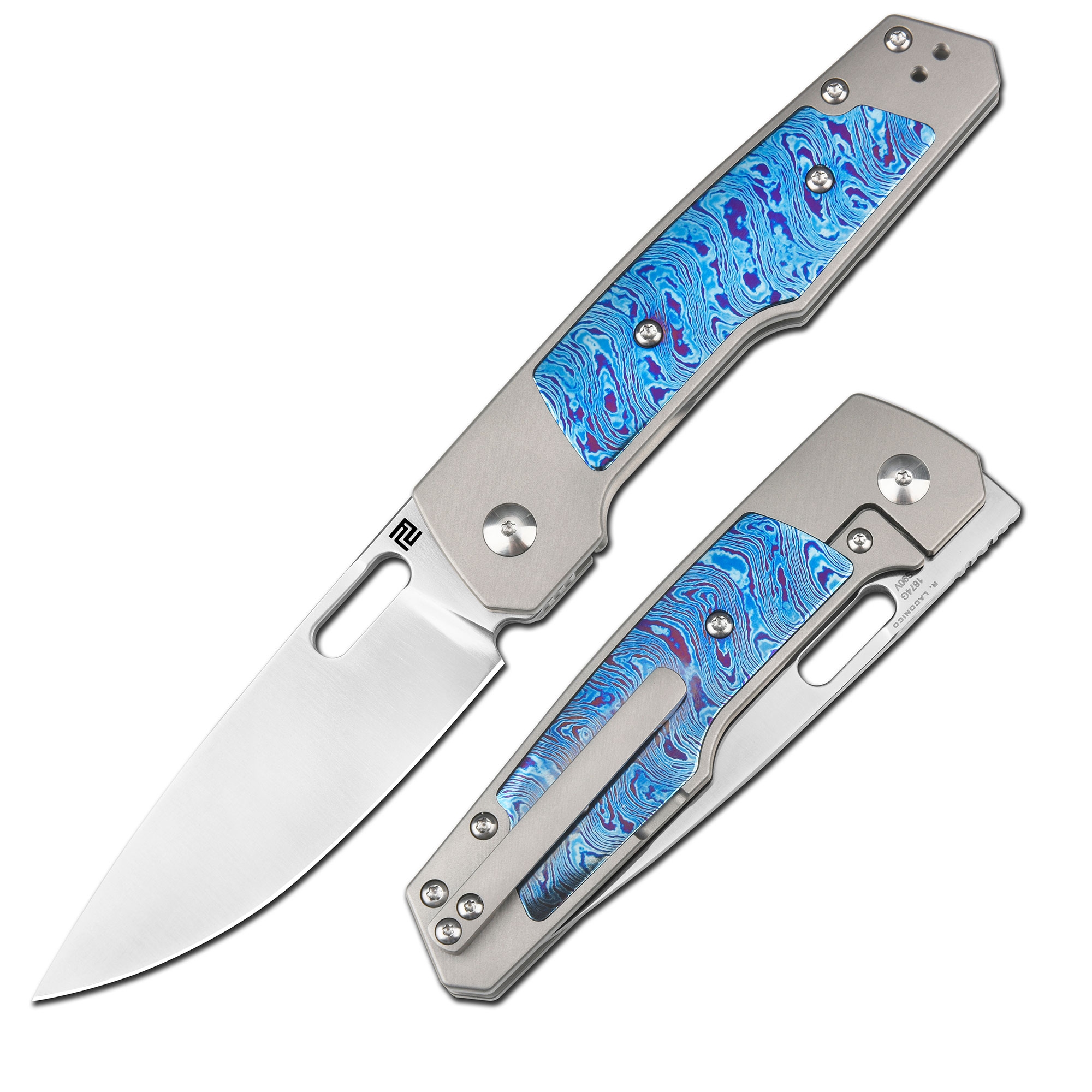 ARTC1874G-GYTD, Gambit, S90V, Blue Timascus Inlay
