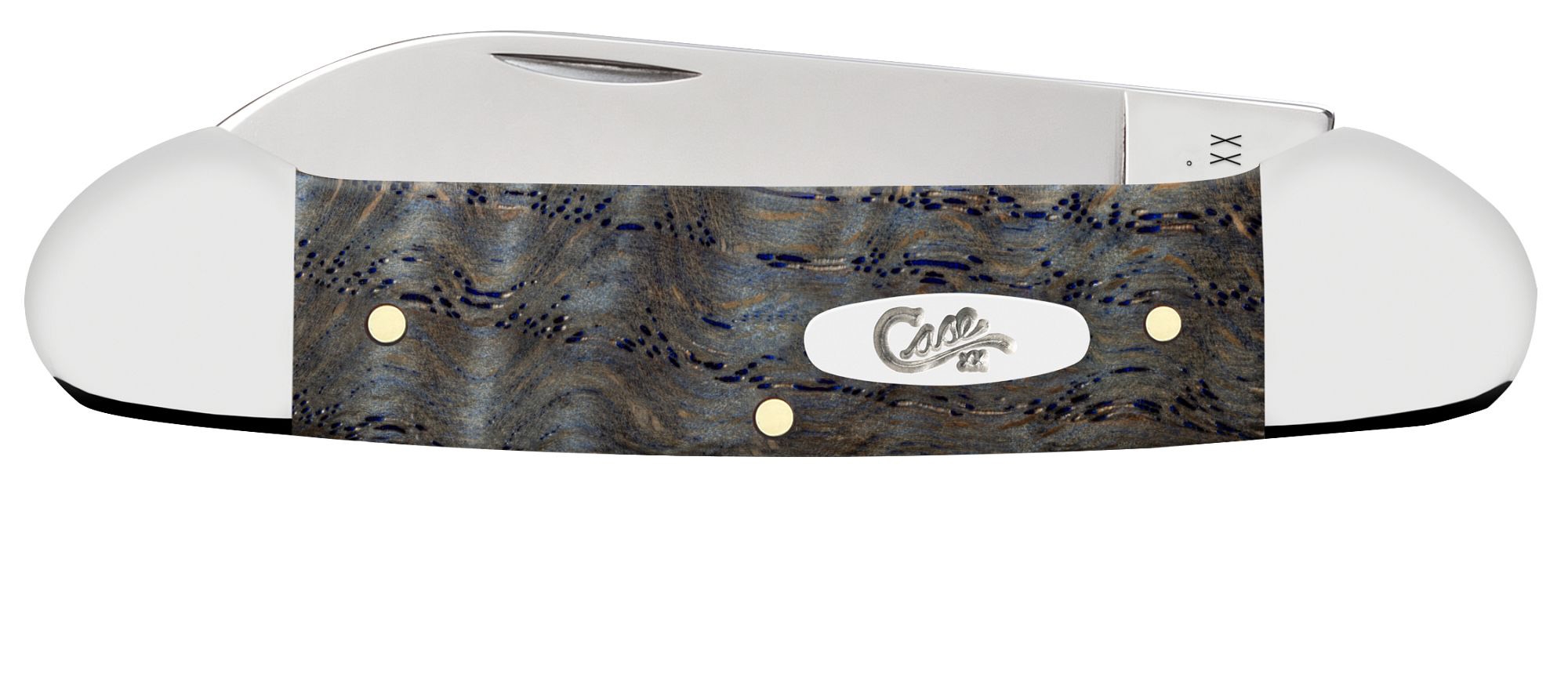 Case SS Blue Curly Oak Wood Smooth Canoe