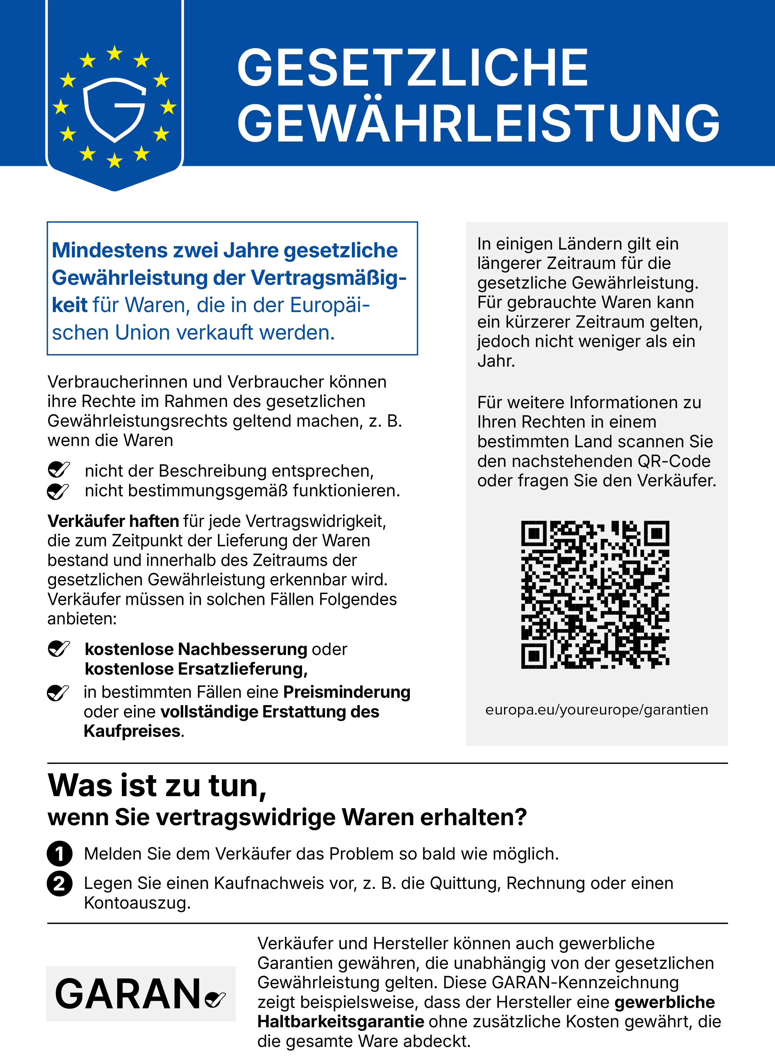 EU-Hinweis zur gesetzlichen Gewährleistung