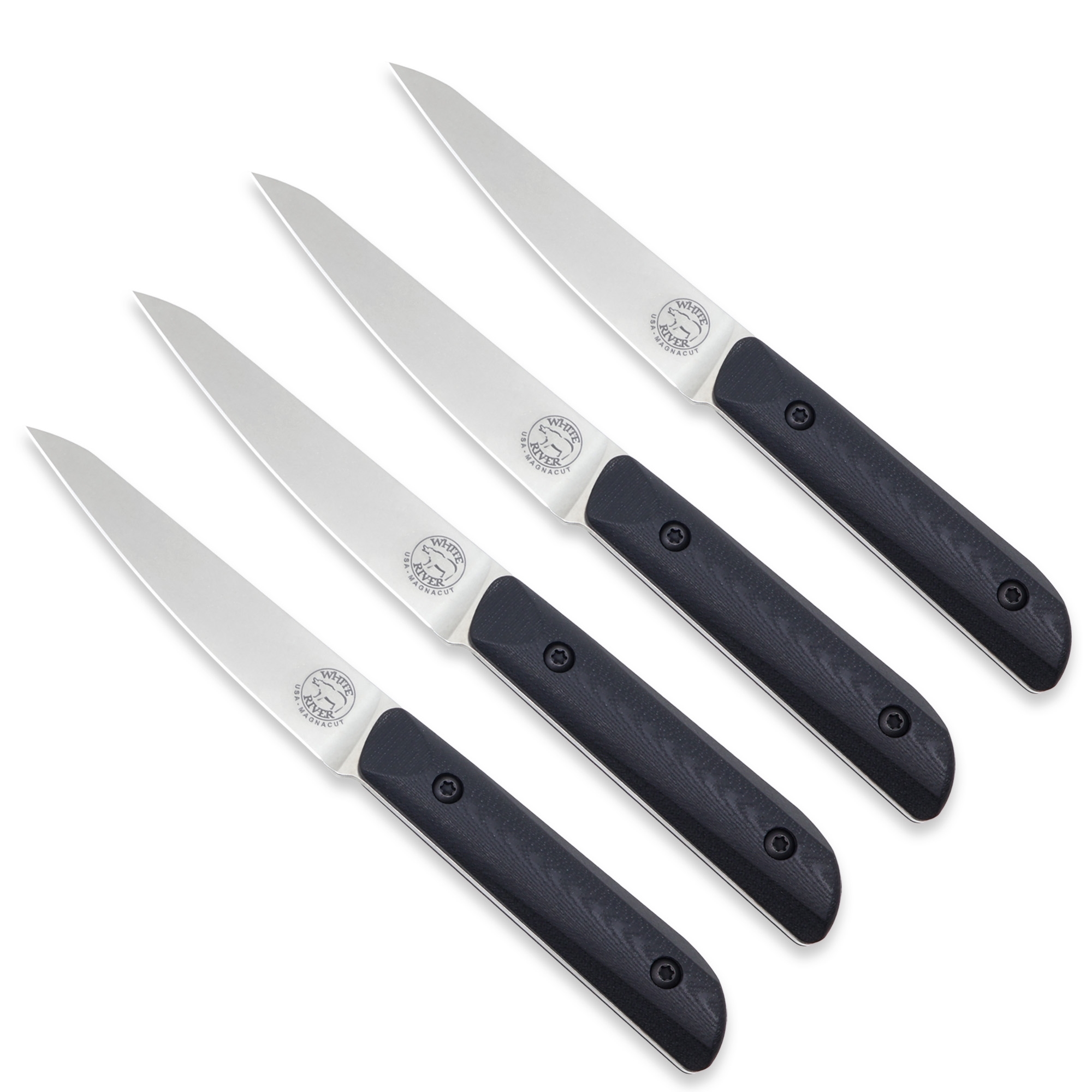 White River Liong Mah 4x Steak Knife Set Black G10