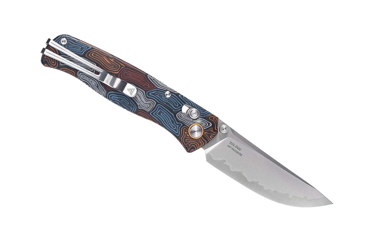 SRM Medal 255L-GQ2, Damascus Pattern G10