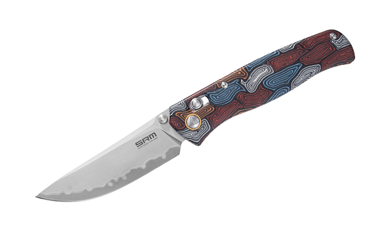 SRM Medal 255L-GQ2, Damascus Pattern G10