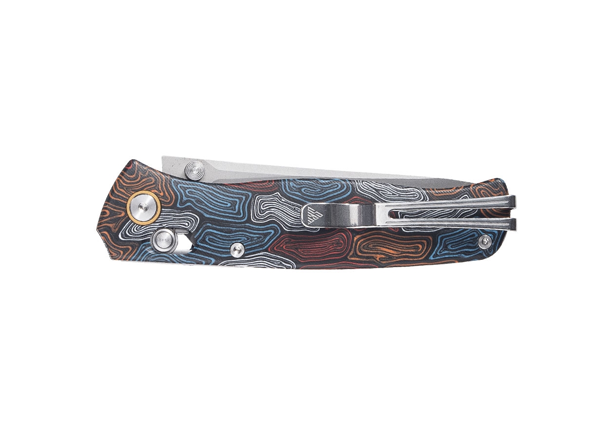 SRM Medal 255L-GQ2, Damascus Pattern G10