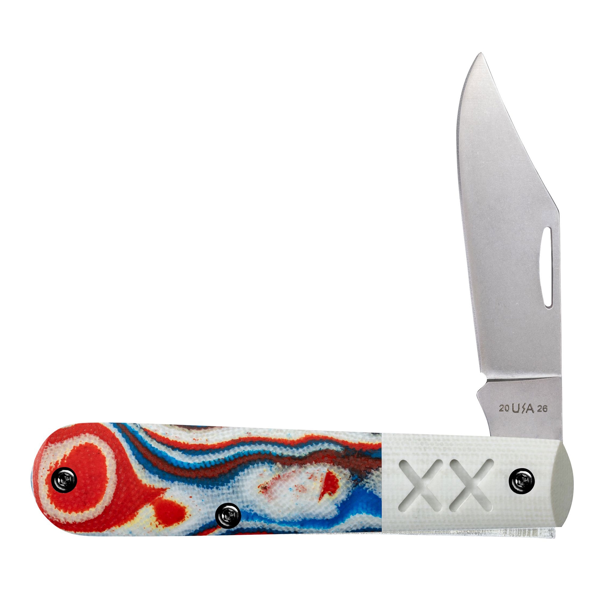 Case S35VN Red/ White/ Blue Burl White G10 Barlow