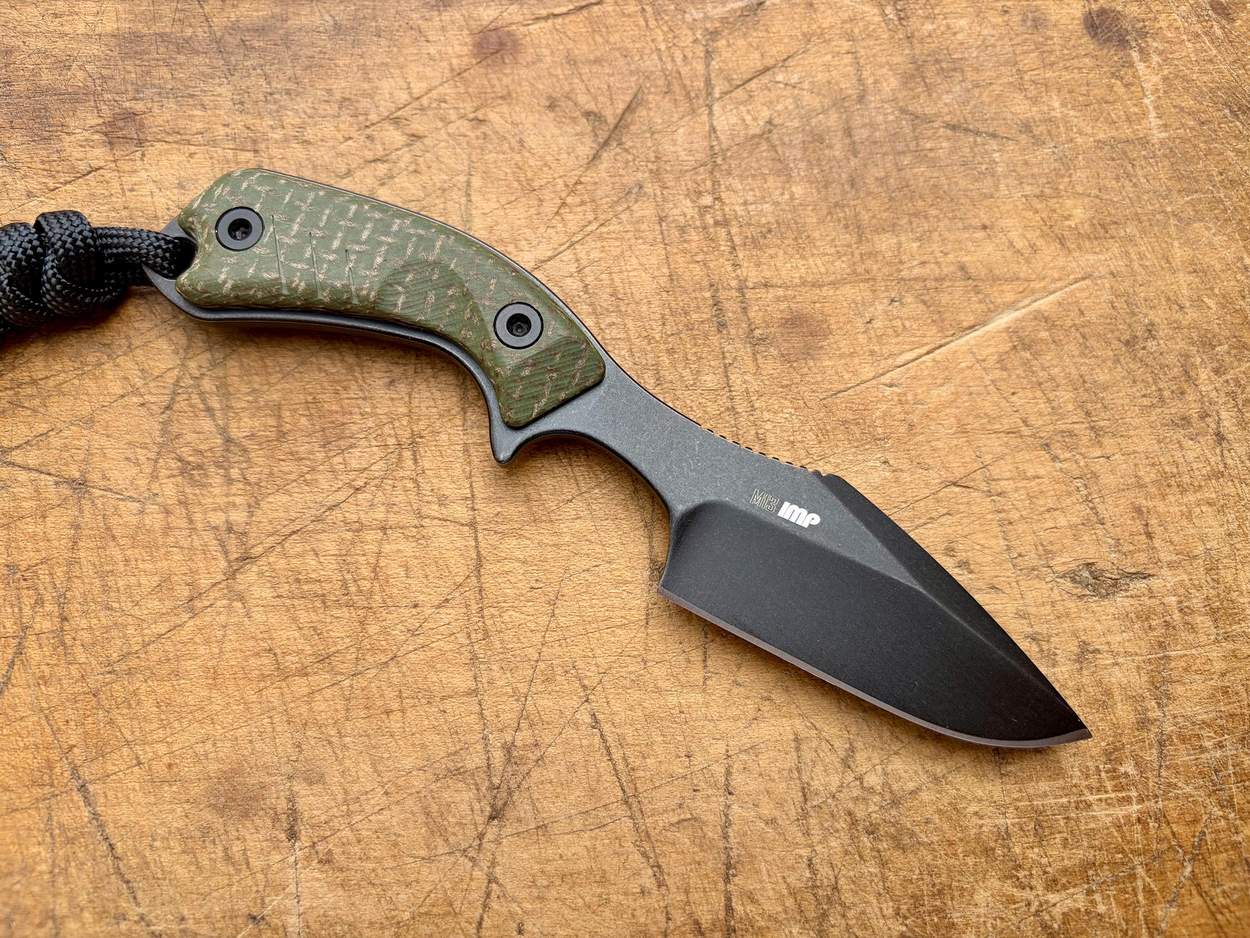 BMC M13 Imp Neck Knife, Green Micarta, Black PVD