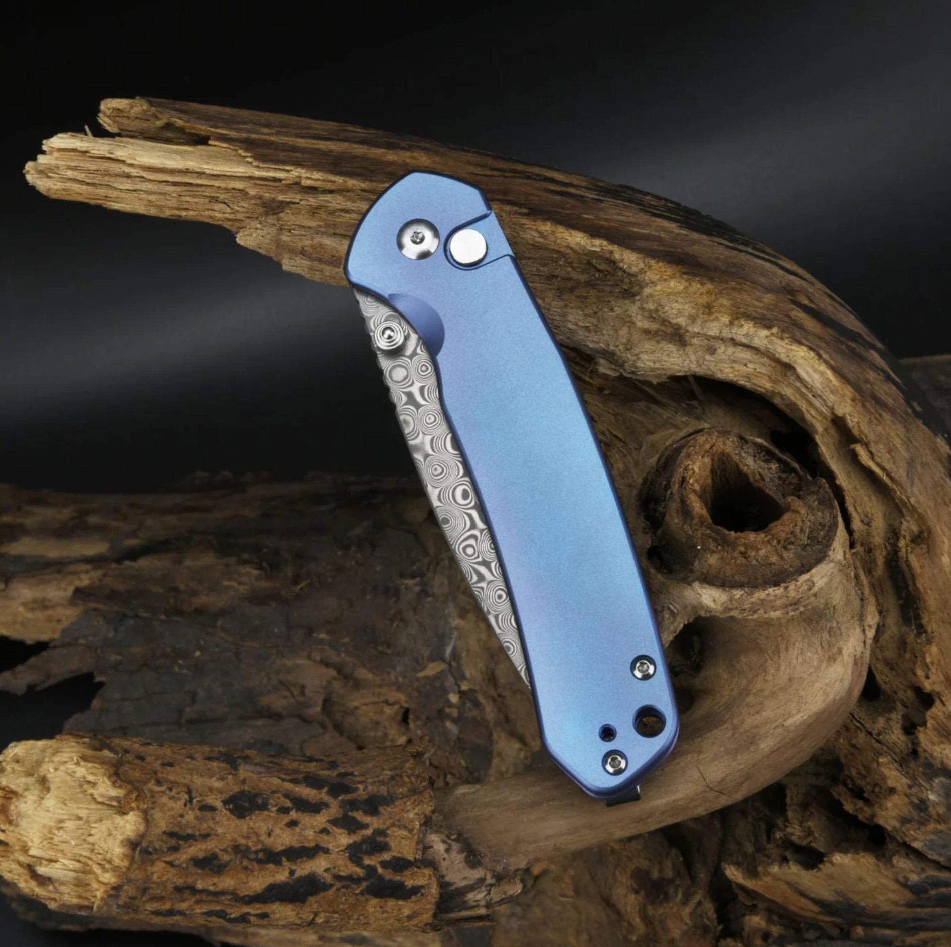 CJRBJ1925T-BU Pyrite Damast, Blue Titan