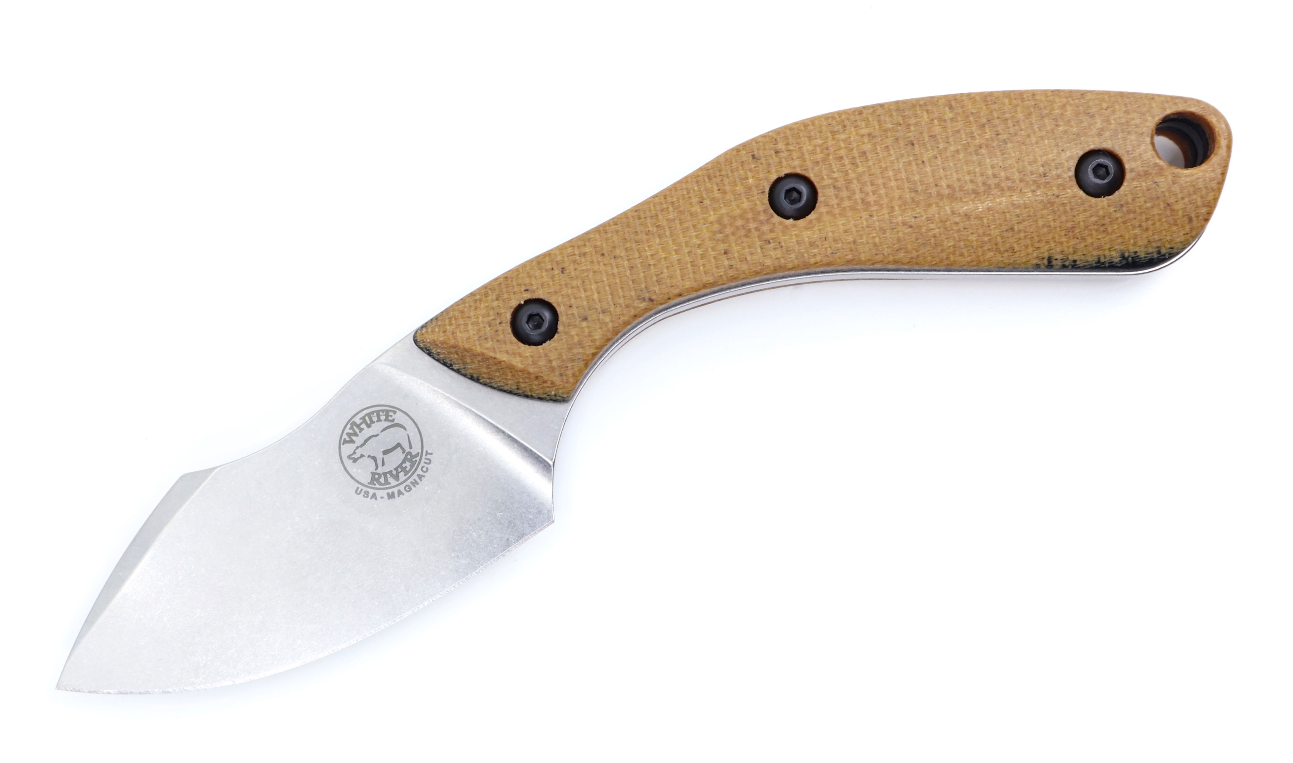 White River Apex, Natural Canvas Micarta, Magnacut