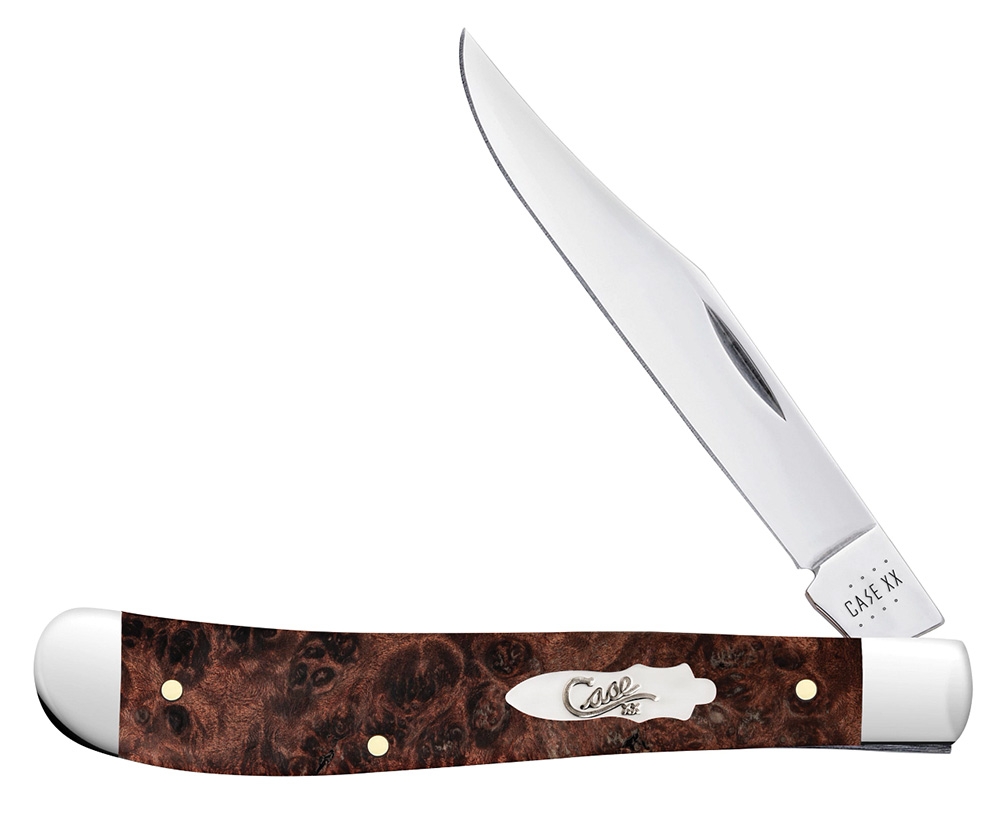 Case SS Brown Maple Burl Wood - Slimline Trapper