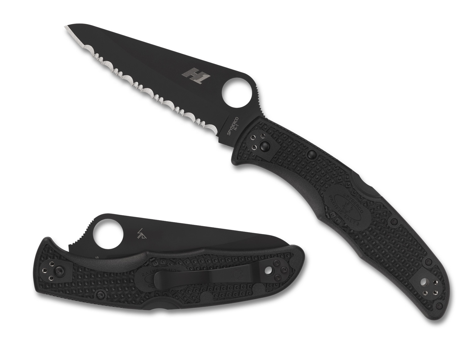 Spyderco C91SBBK2 Pacific Salt 2, H-2, Black Blade