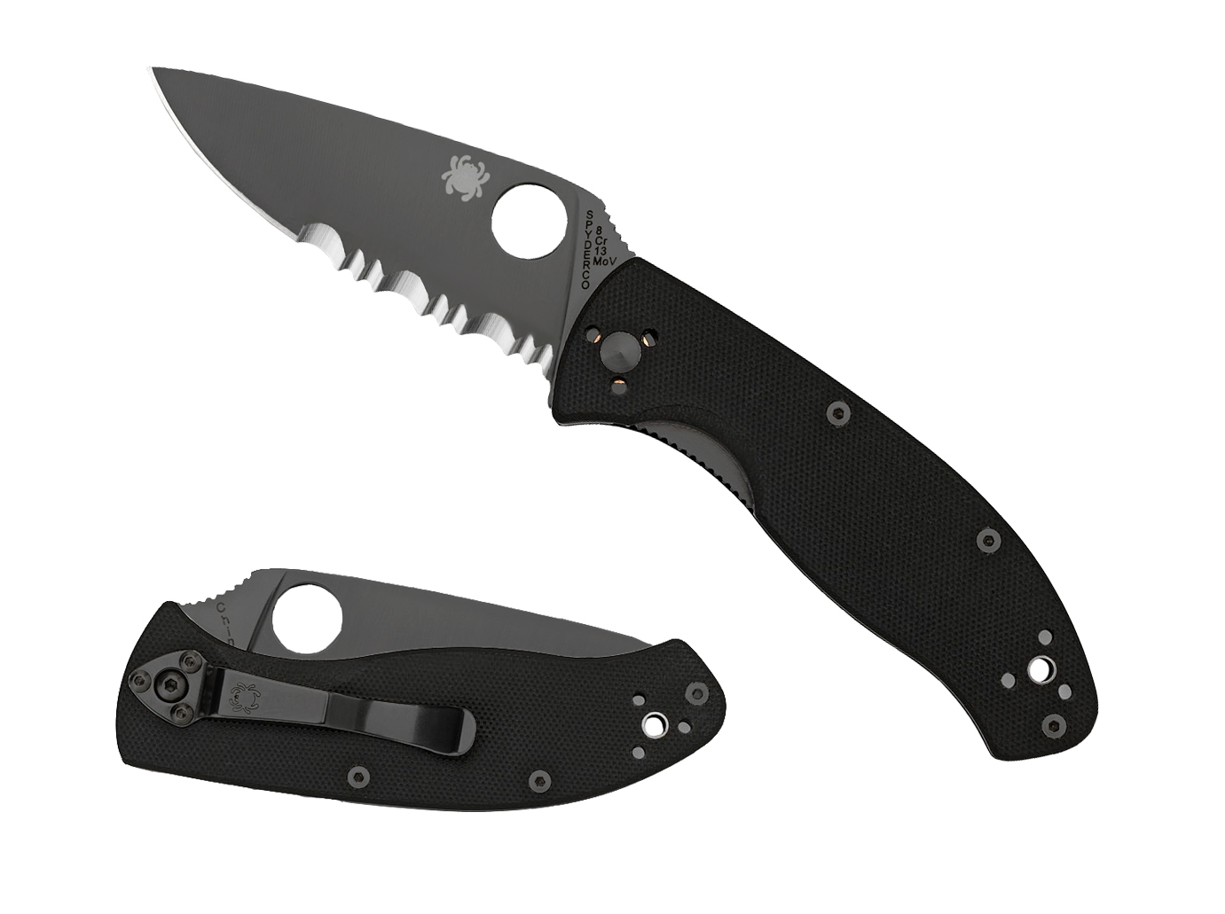 Spyderco C122GBBKPS Tenacious, Black Blade, G-10