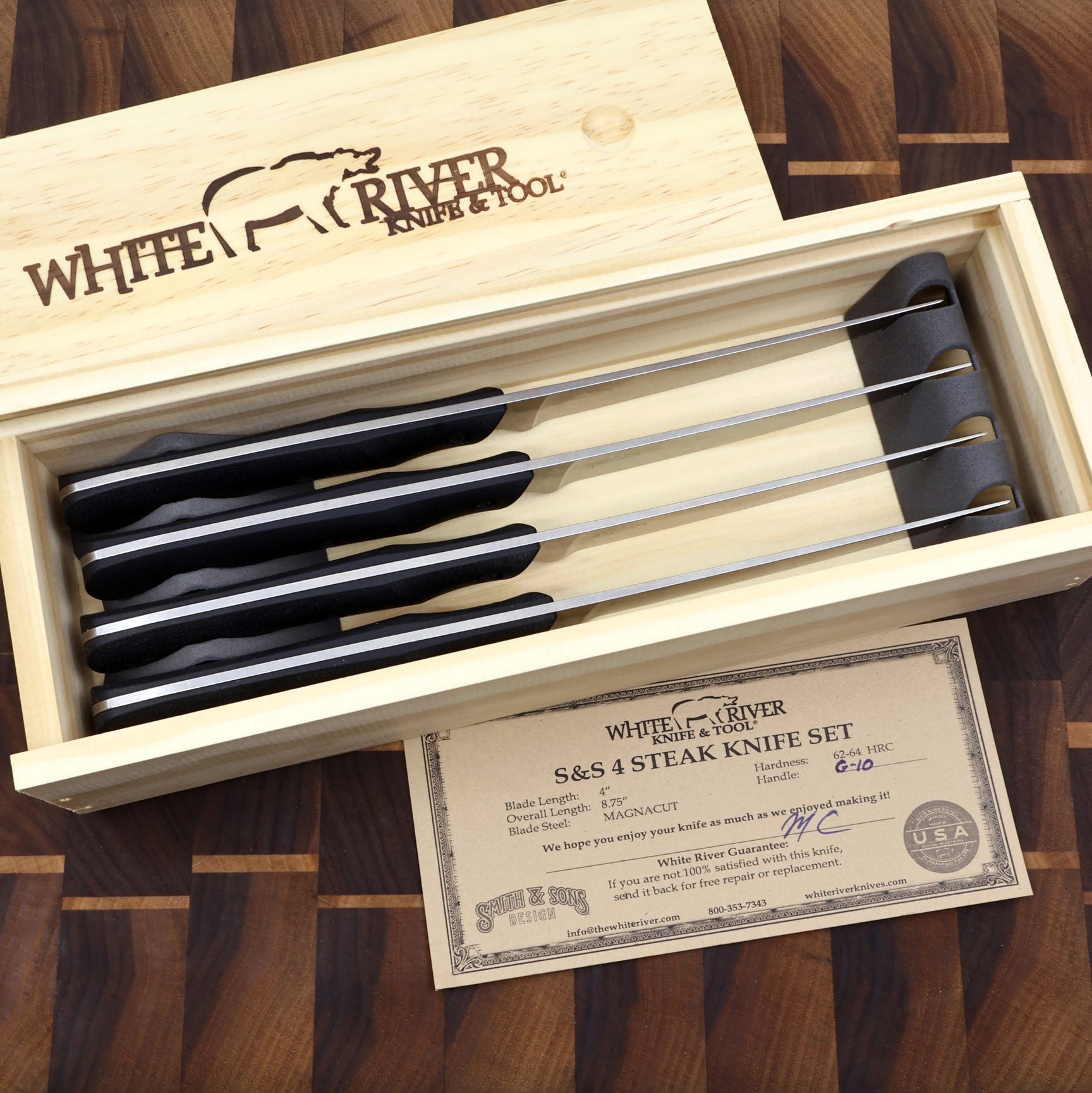 White River Smith & Sons 4er Steak Knife Set Black