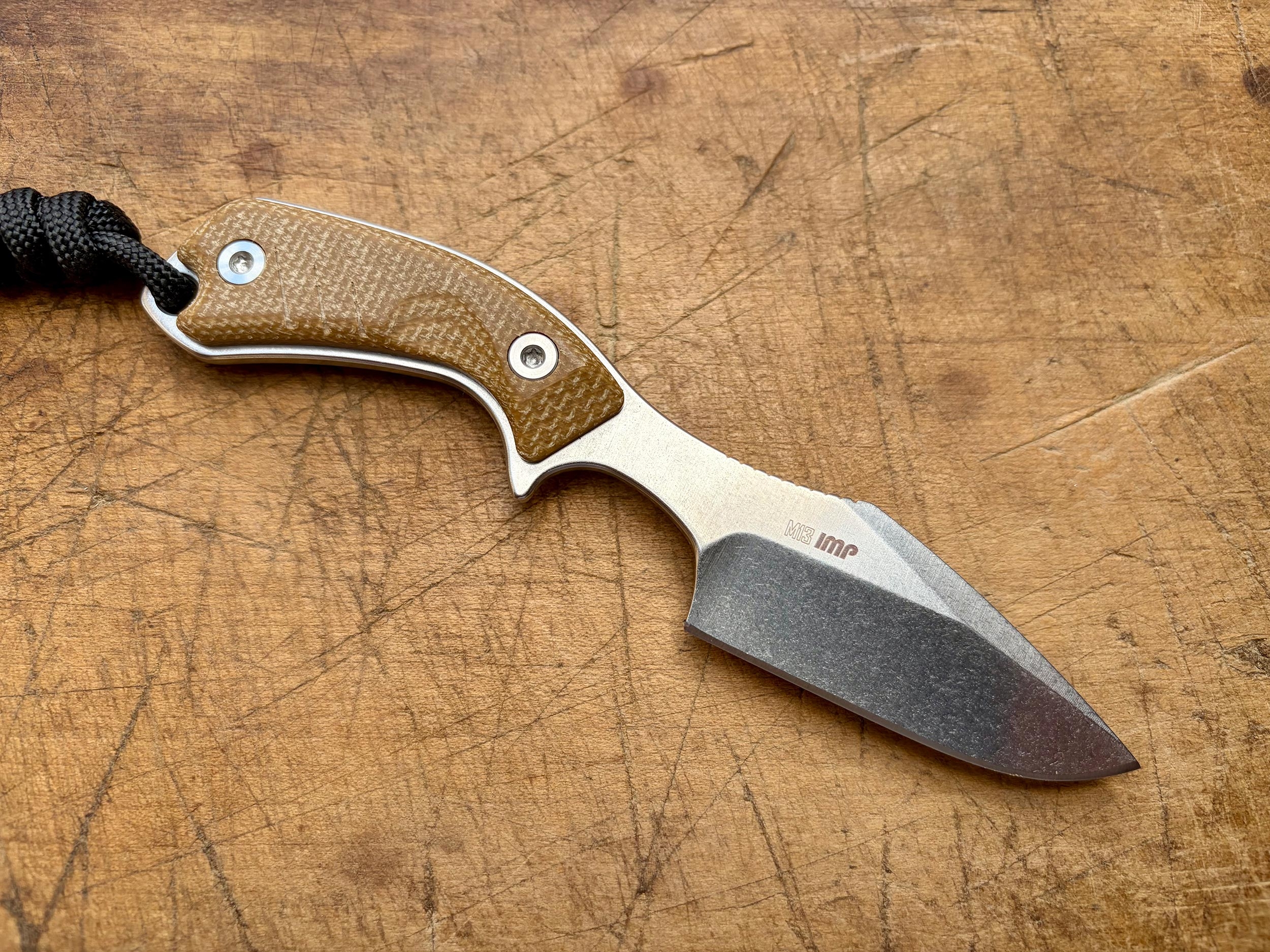 BMC M13 Imp Neck Knife, Sand Micarta, Stonewash