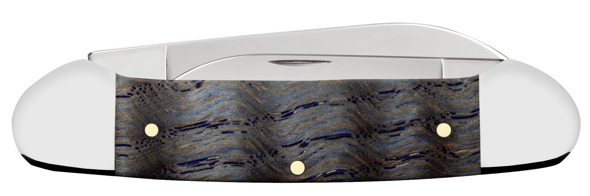 Case SS Blue Curly Oak Wood Smooth Canoe