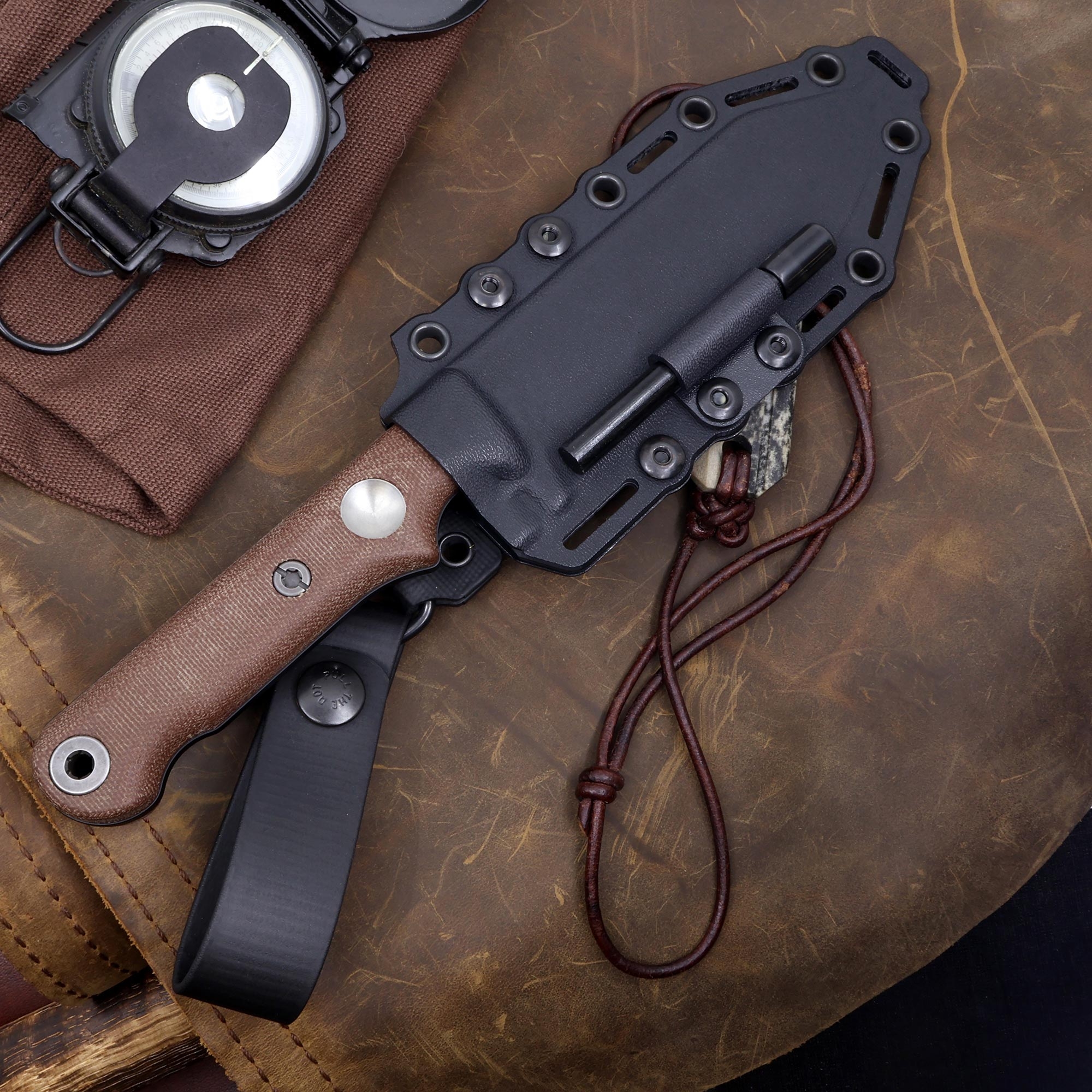 White River FC5 Saddle Brown Micarta, Black