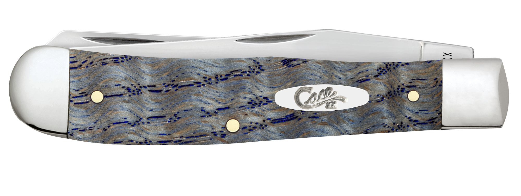 Case SS Blue Curly Oak Wood Smooth Trapper