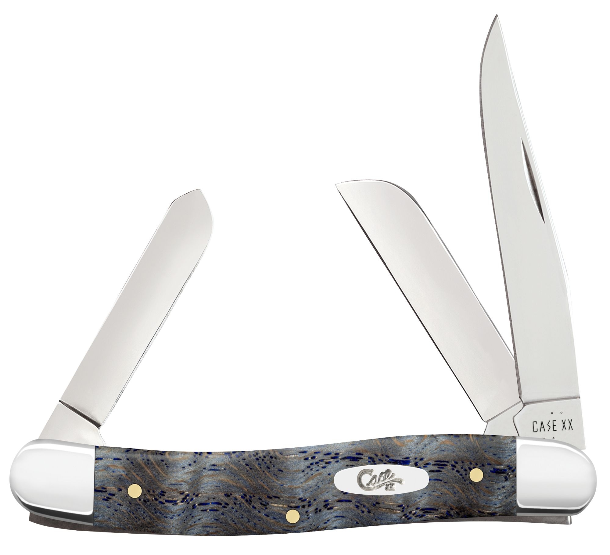 Case SS Blue Curly Oak Wood Smooth Medium Stockman