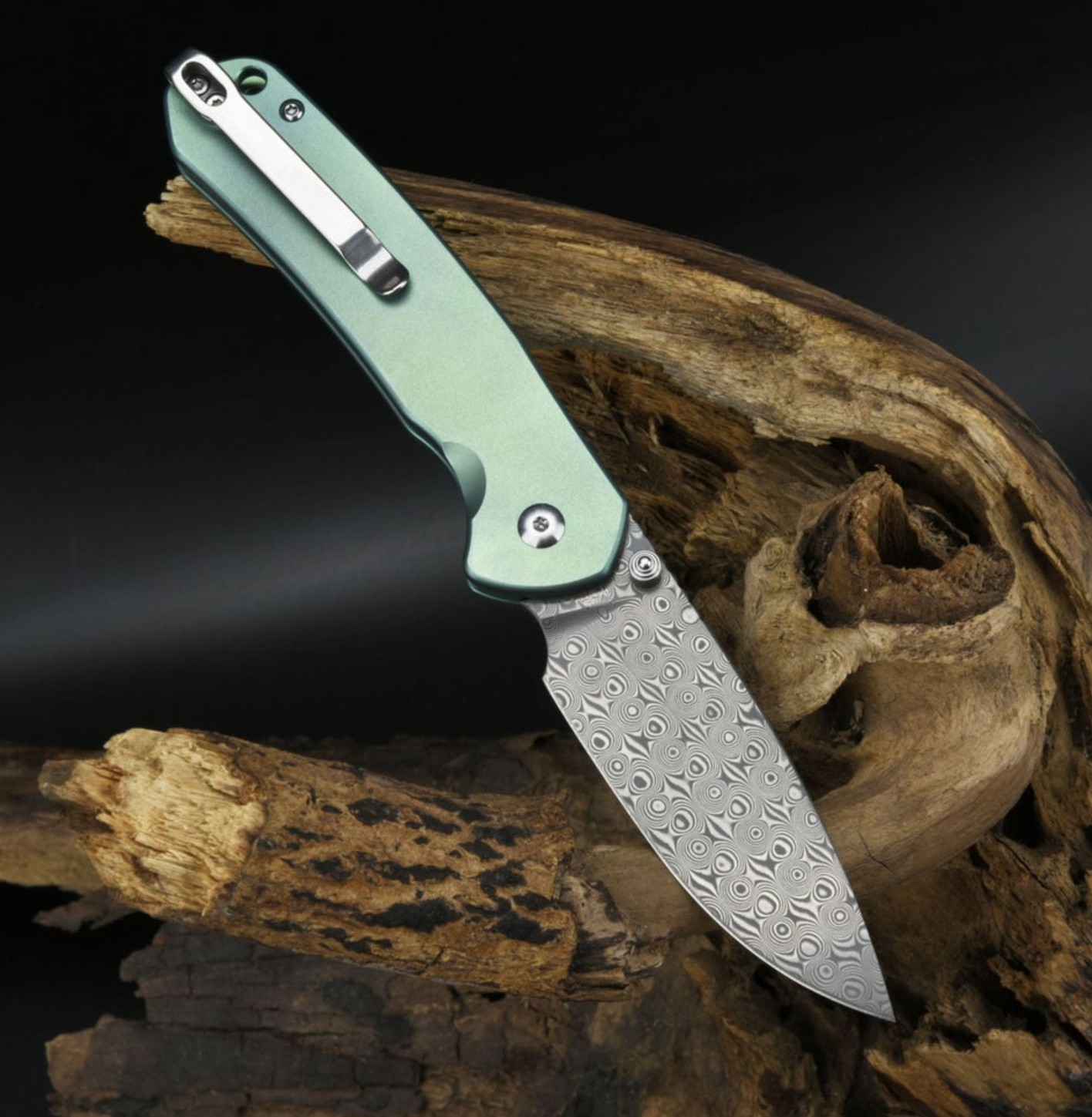 CJRBJ1925T-GN Pyrite Damast, Green Titan