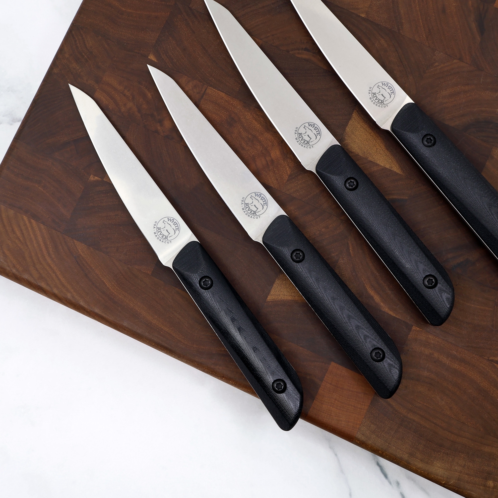 White River Liong Mah 4x Steak Knife Set Black G10