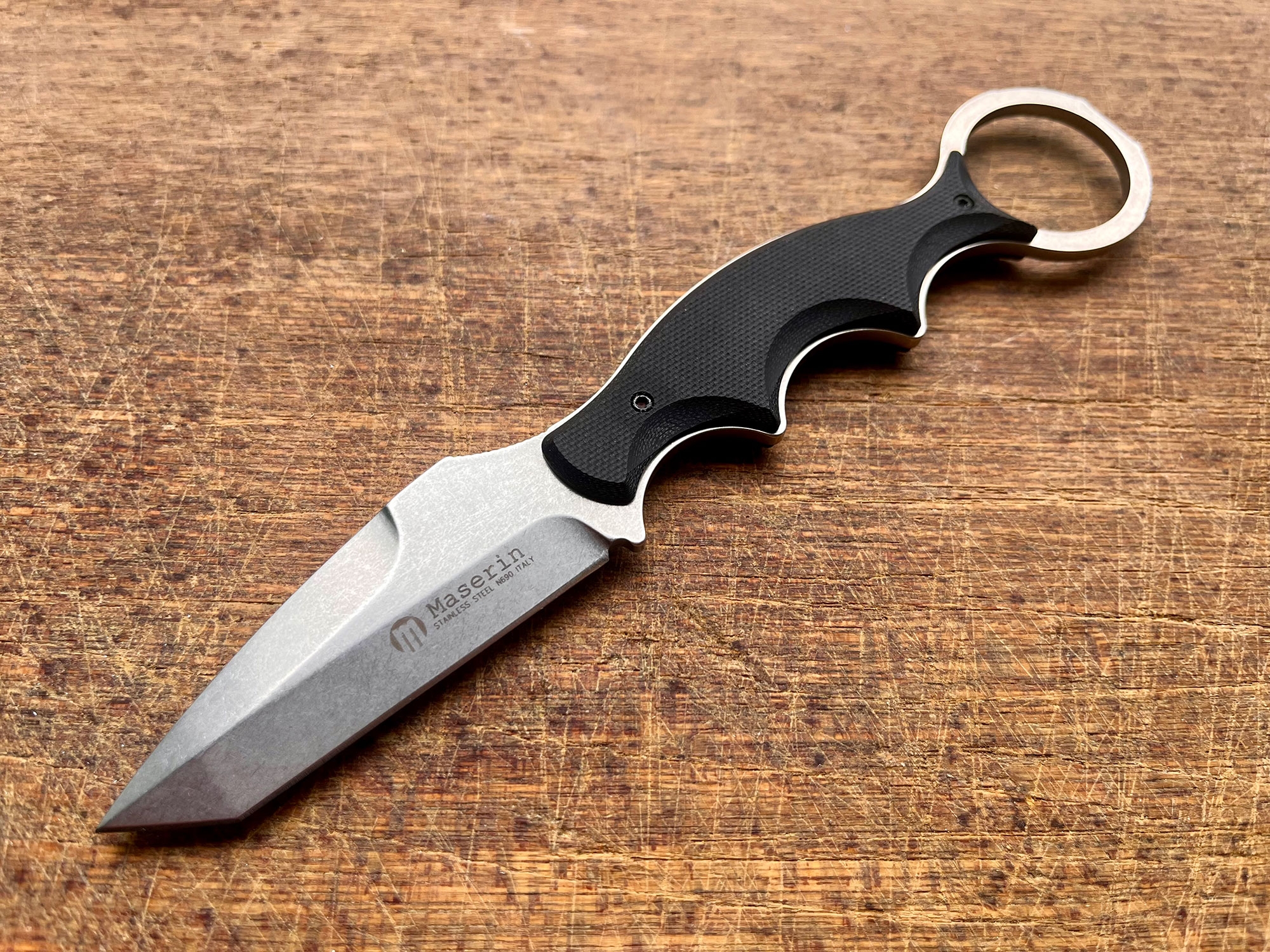 Maserin 921/STW Neck Knife, Tanto, StoneWash