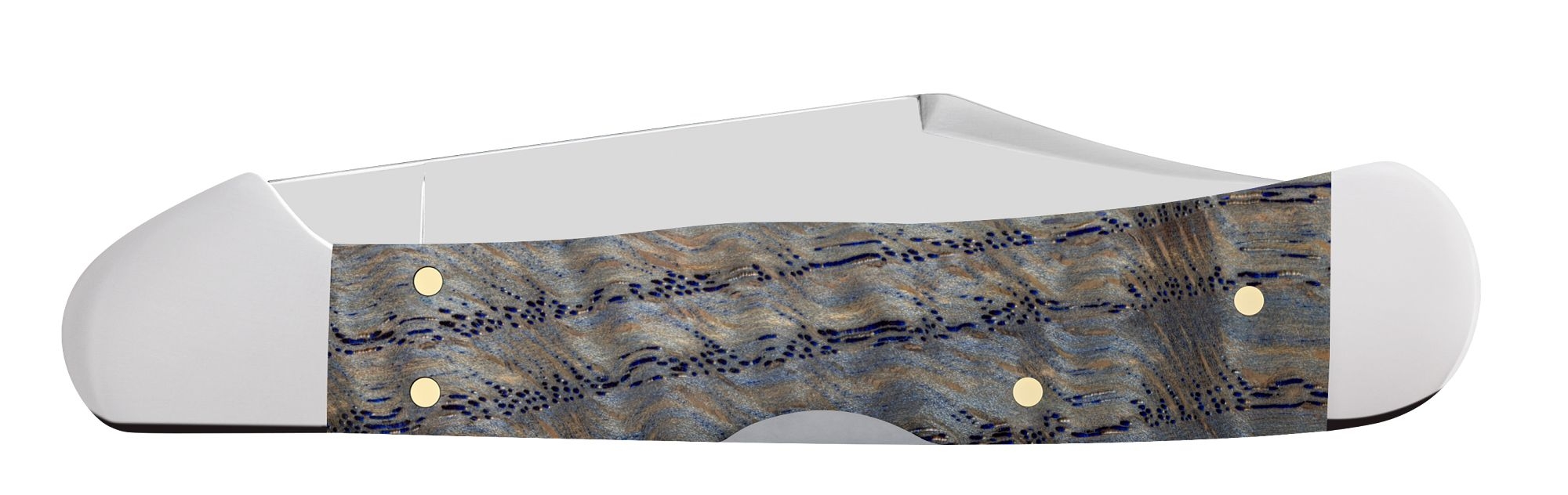 Case SS Blue Curly Oak Wood Smooth CopperLock