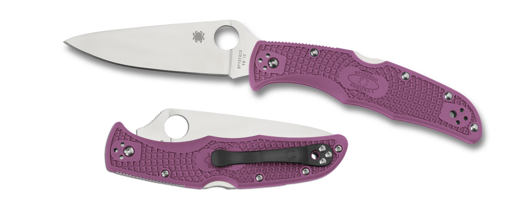 Spyderco C10FPPR Endura 4, Flat Ground, FRN Purple