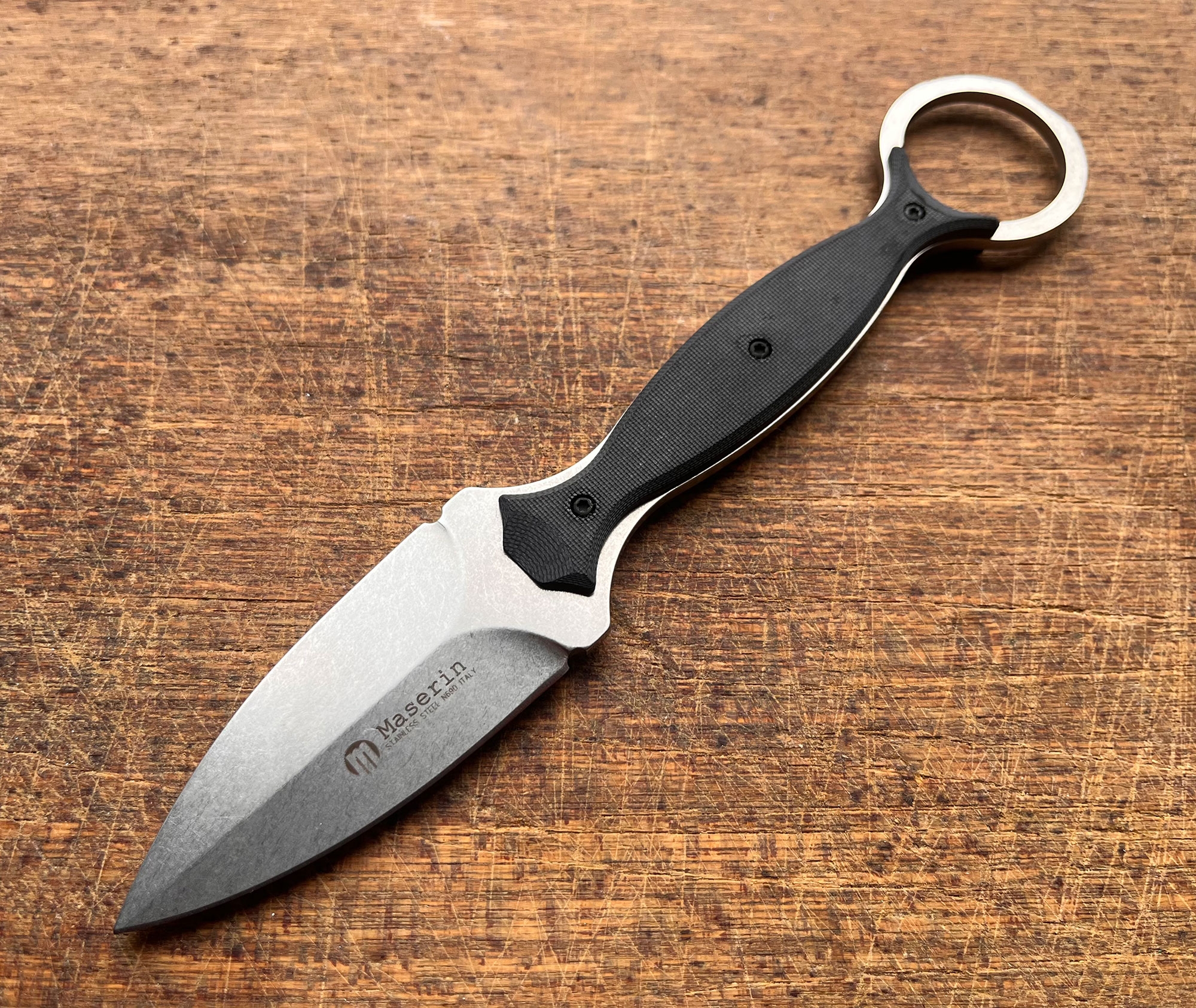 Maserin 922/STW Neck Knife, Spear Point, StoneWash