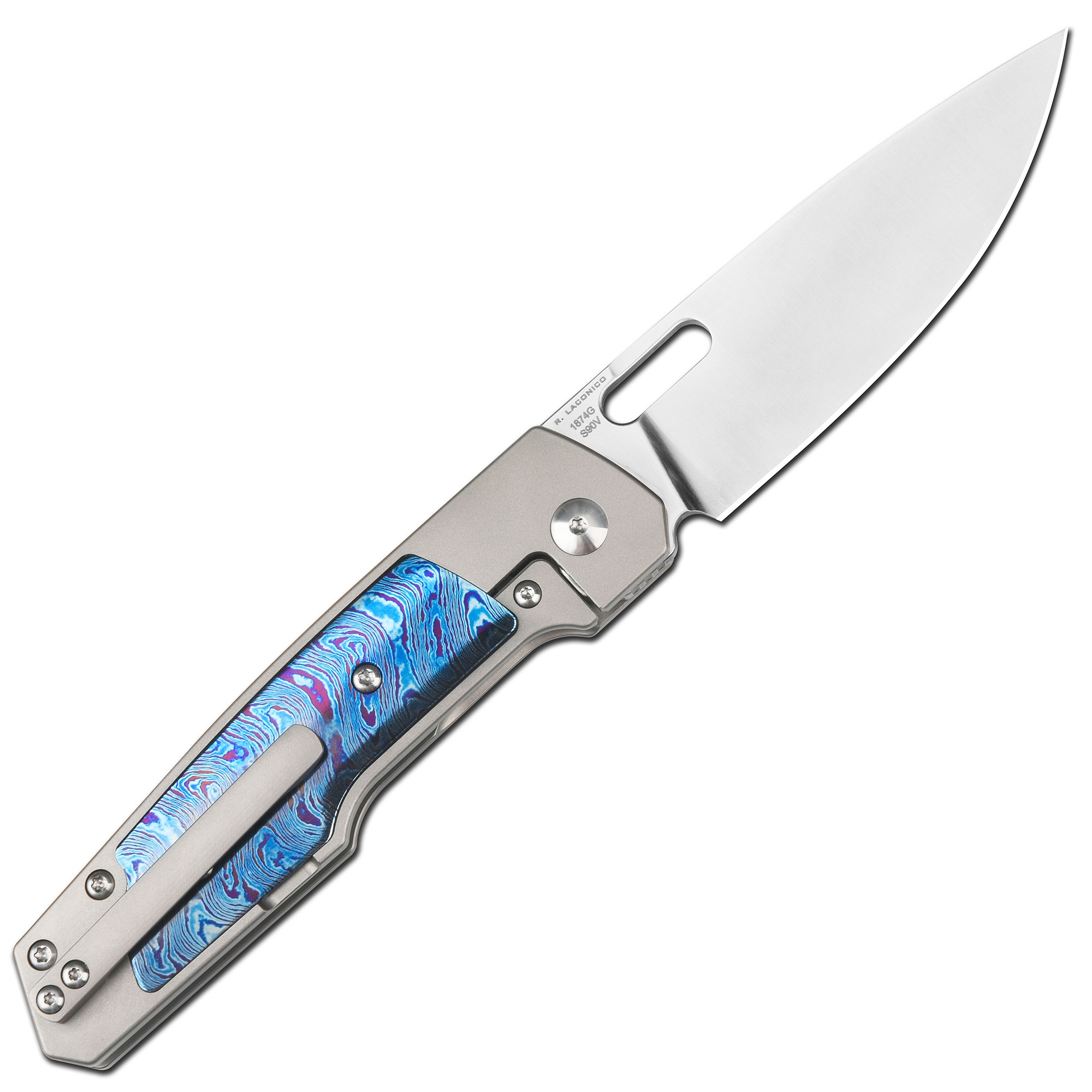 ARTC1874G-GYTD, Gambit, S90V, Blue Timascus Inlay