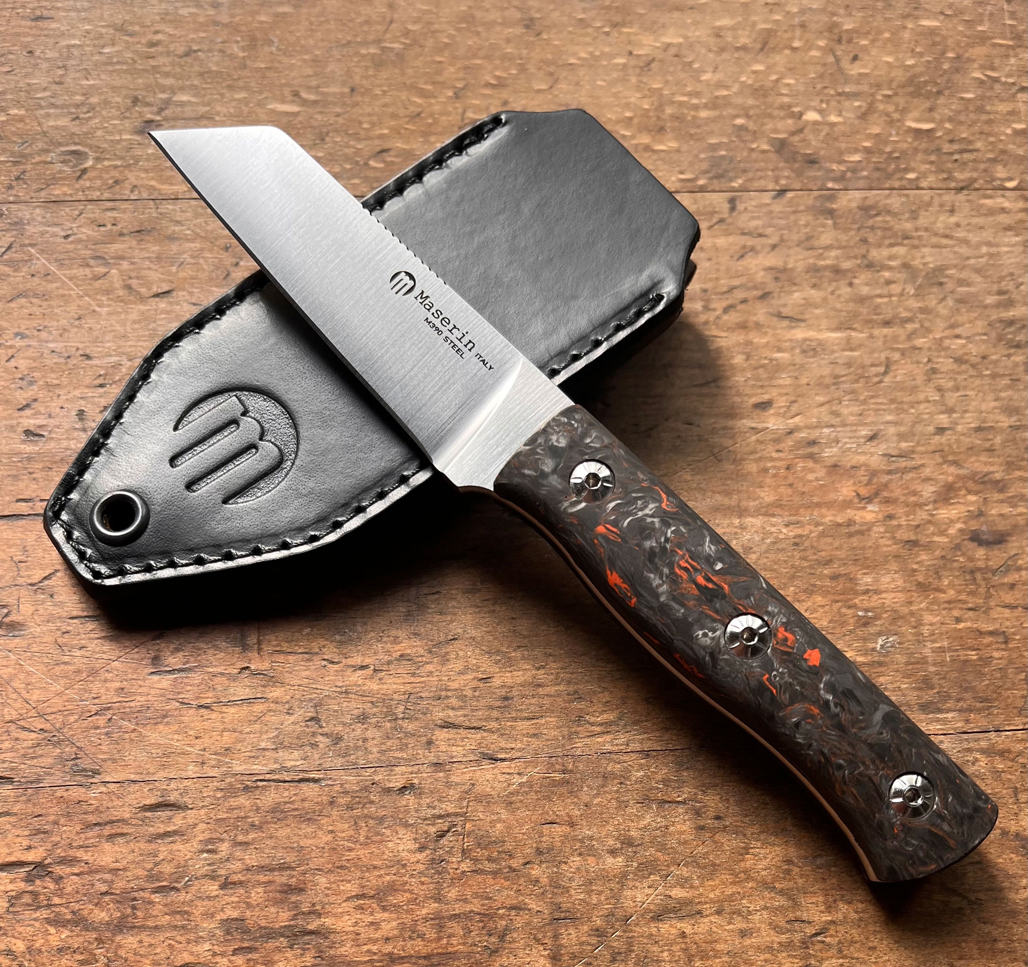 Maserin 916/FCA Path M390, Black/ Orange FatCarbon