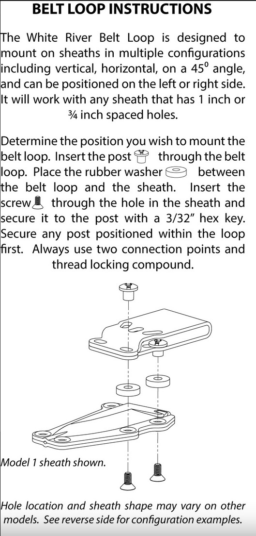 White River Belt Loop Kit für Kydex-Scheiden
