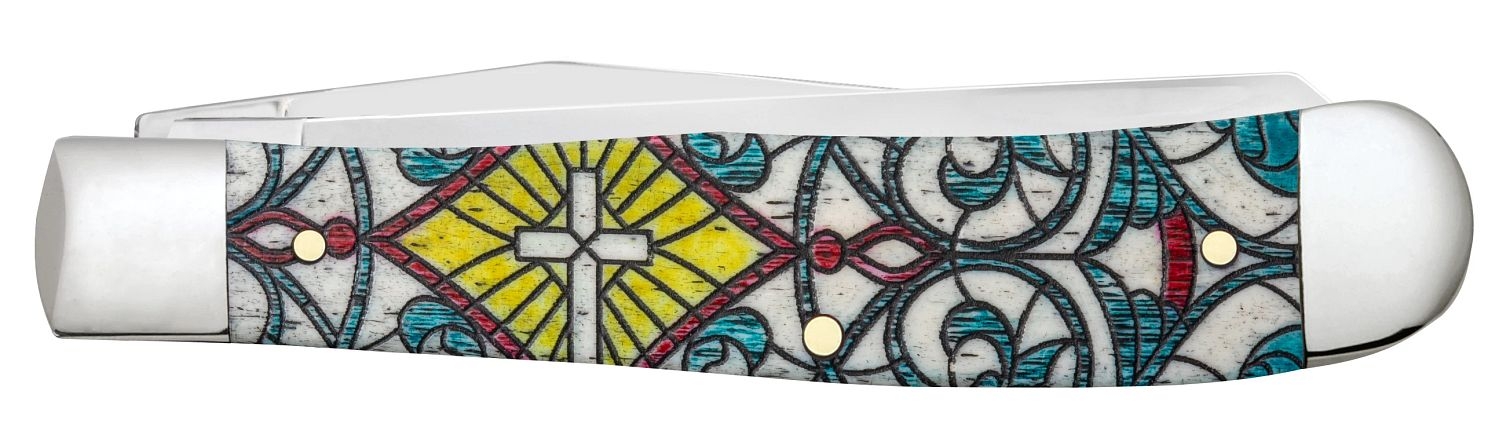 Case SS Glass Cross Natural Bone Trapper Gift Box