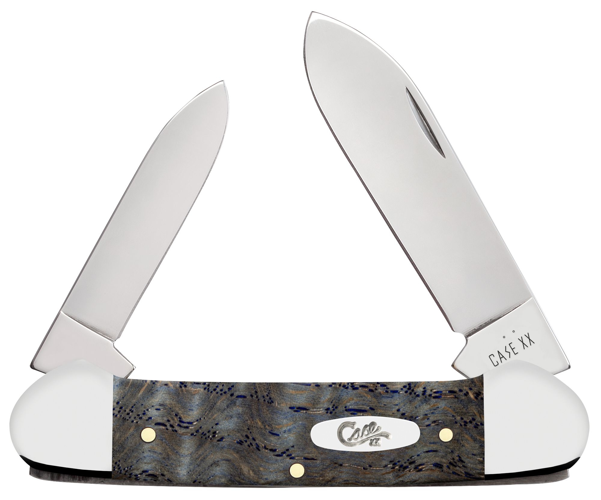 Case SS Blue Curly Oak Wood Smooth Canoe