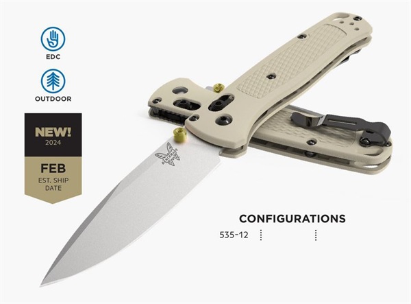 Benchmade 535-12 Bugout, Tan Grivory