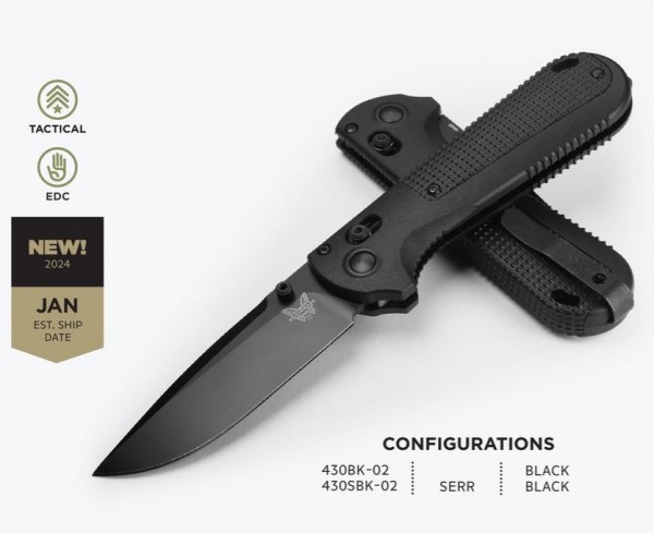 Benchmade 430BK-02 Redoubt, Axis, Black Grivory