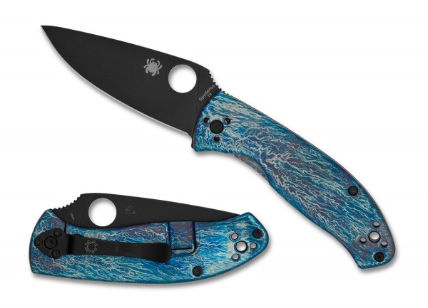 Spyderco C122TIBLBKD2P Tenacious Blue Titan, Black