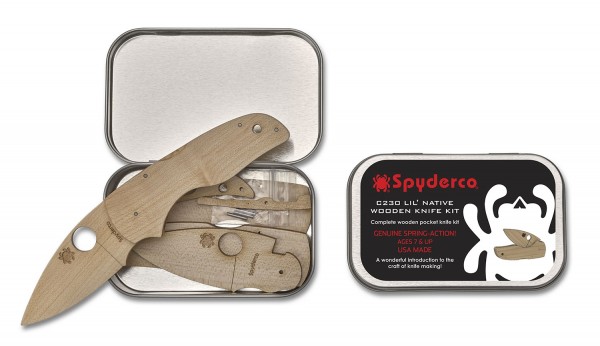 Spyderco WDKIT2 Wooden Knife Kit, C230 Lil Native